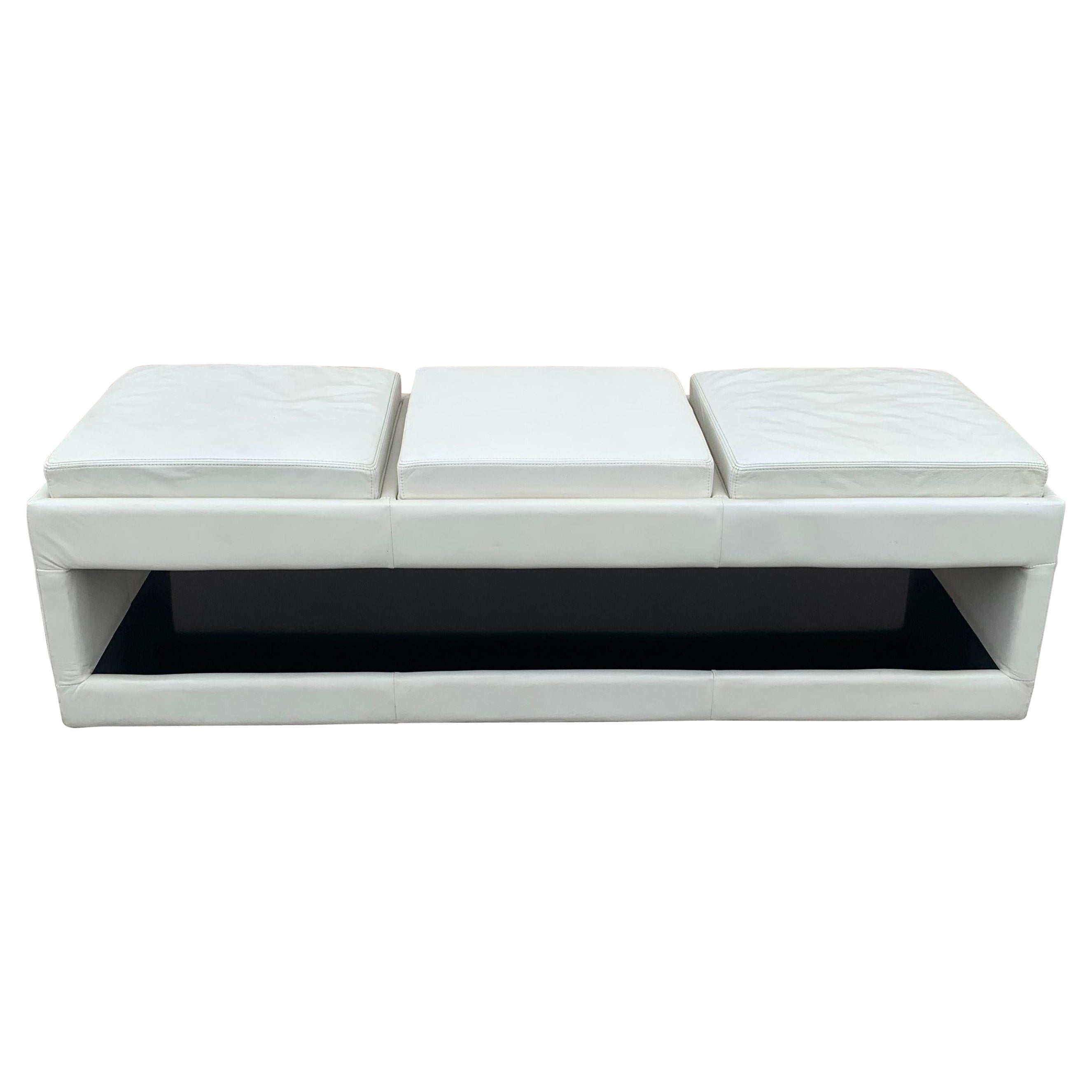 American Leather 3 Seater Bench in White For Sale