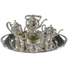 Antique Paul Revere Towle Sterling Silver Tea Set, 7-Piece with Kettle & Tray Hollowware