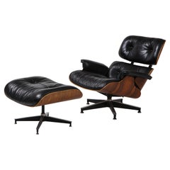 Eames Brazilianischer Loungesessel und Ottomane aus Palisanderholz