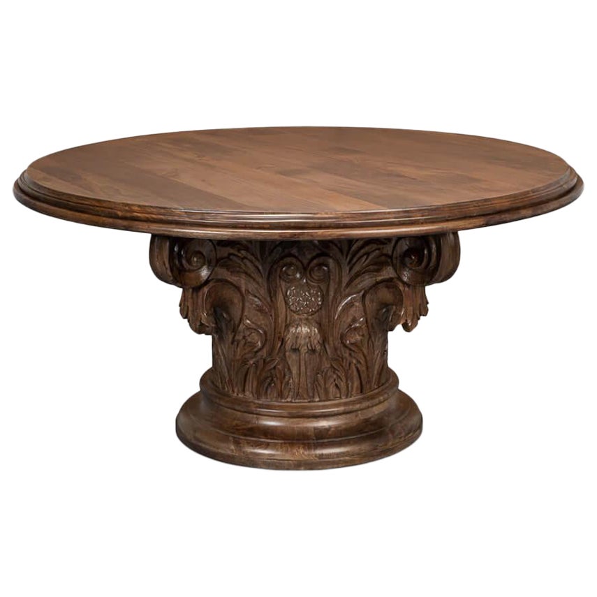 Carved Corinthian Roman Round Table For Sale