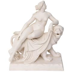 Neoclassical Large-Scale Minton Group Parian-Ware "Ariadne on a Panther"