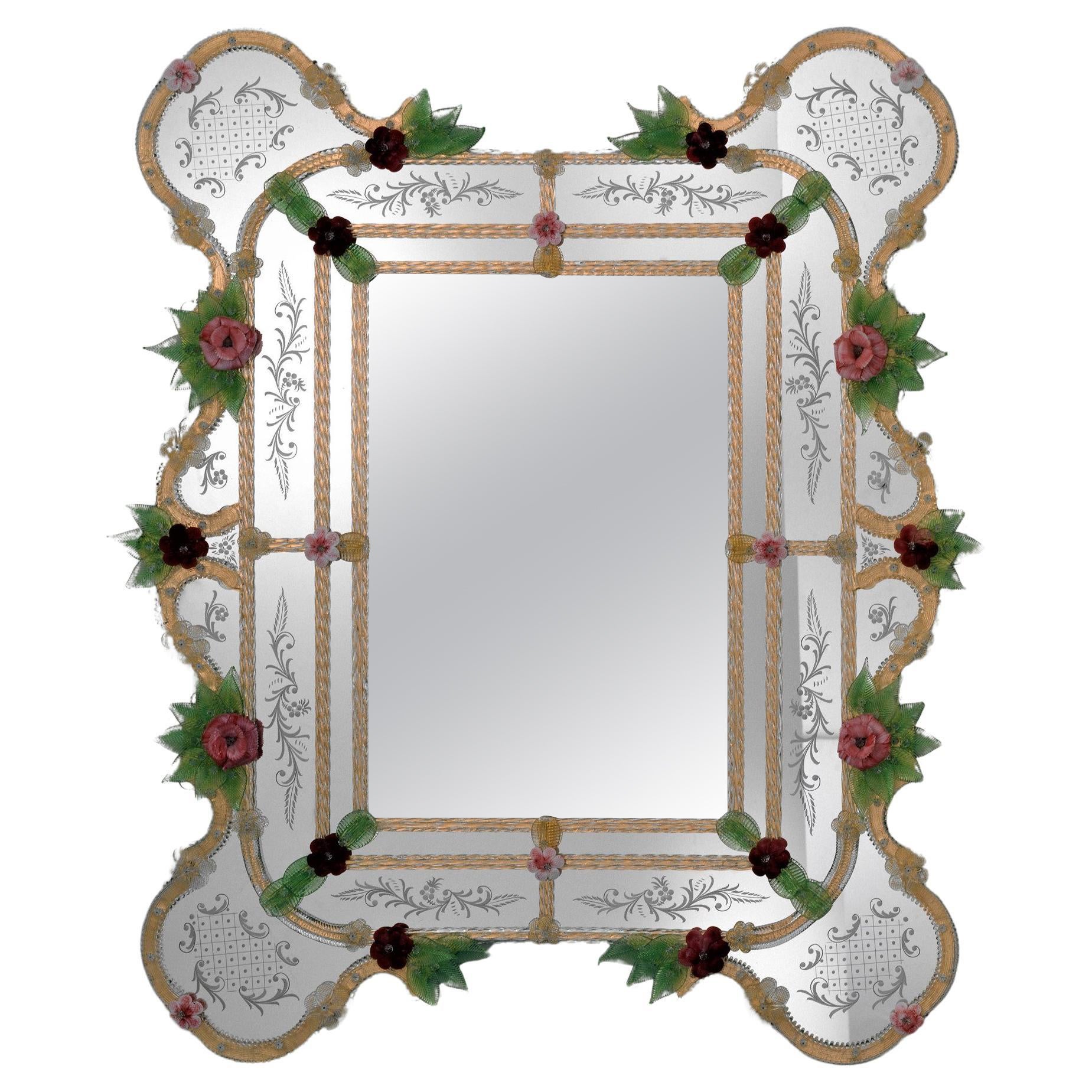 "San Barnabas" Specchio Veneziano in Vetro di Murano dei Fratelli Tosi Murano in vendita