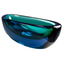 Green and Blue Murano Sommerso Bowl by Flavio Poli for Seguso Vetri d'Arte