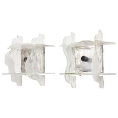 Pair of Murano Glass Wall Sconces by Mazzega, Italy, 1960s 4