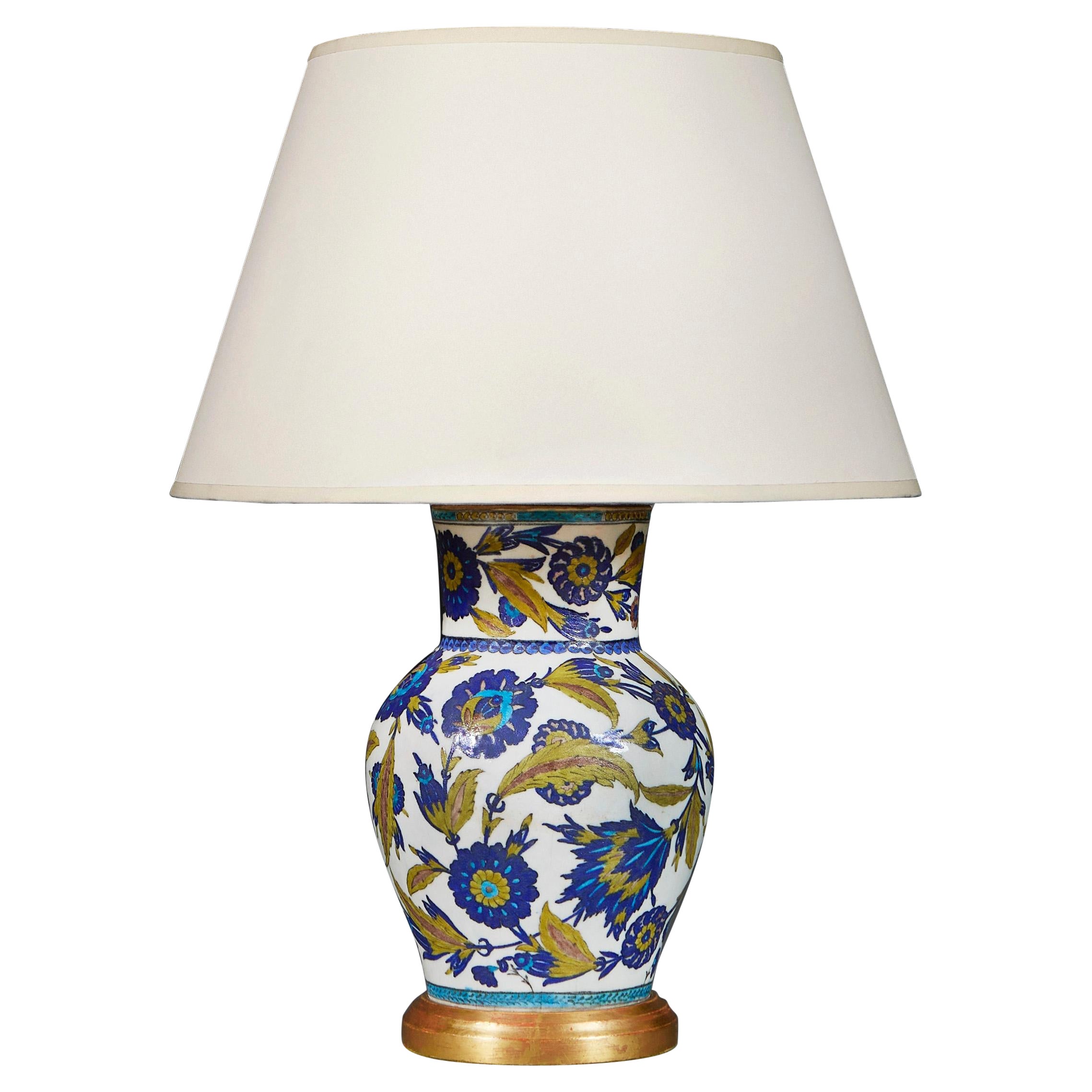 An Iznik Style Vase Lamp For Sale