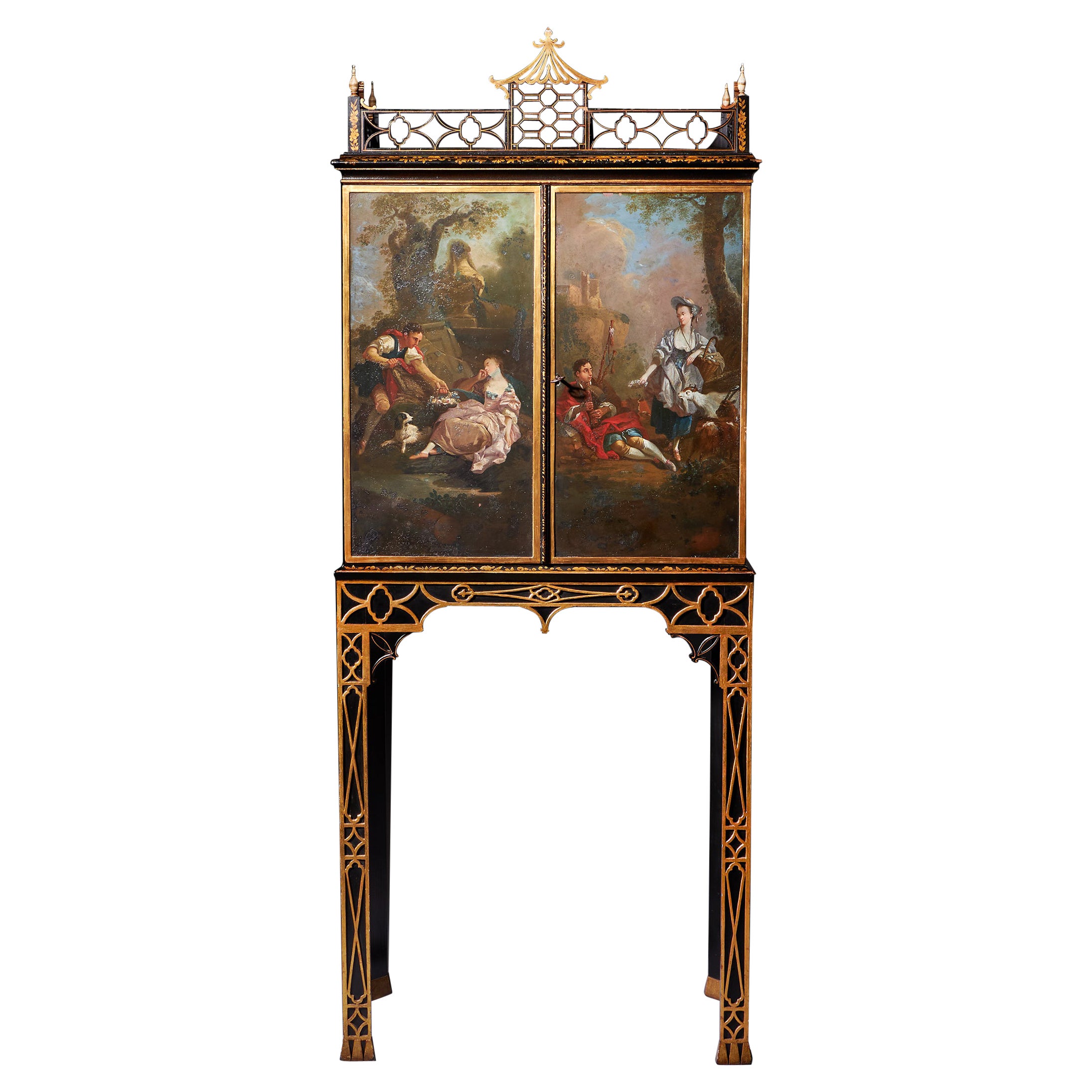 A Rare Chinese Chippendale George III cabinet on stand, circa 1760. England