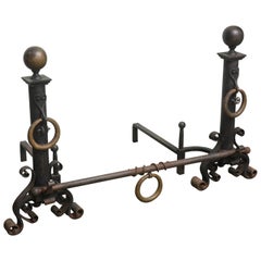 Adison Mizner Style Three-Piece Spanish Colonial-Revival Andirons