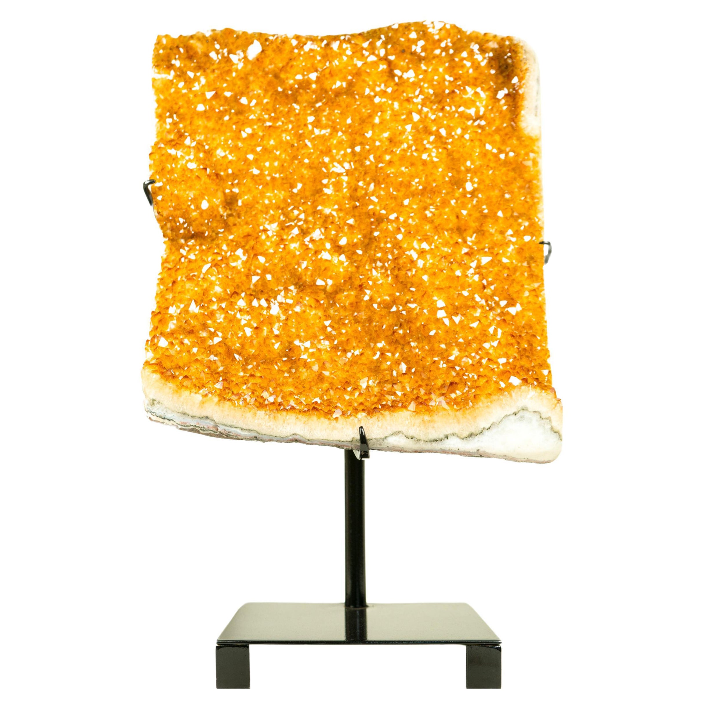 Large Sculptural Citrine Cluster with Dazzling Golden Orange Citrine Druzy For Sale