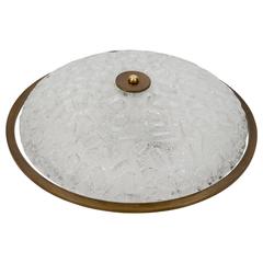 Large Art Deco Style Flush Mount with Antique Brass Surround