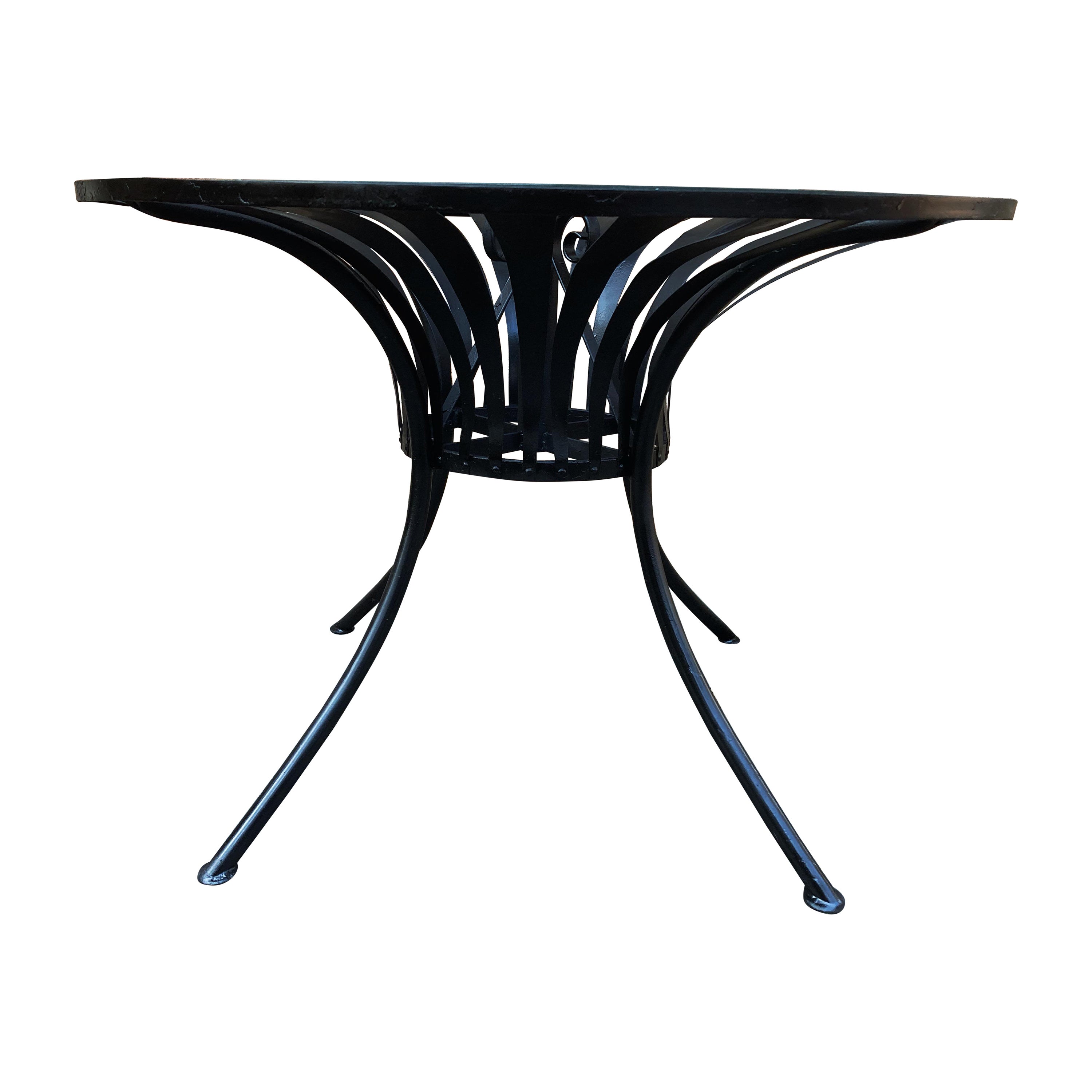 francois carre patio dining table with original glass For Sale