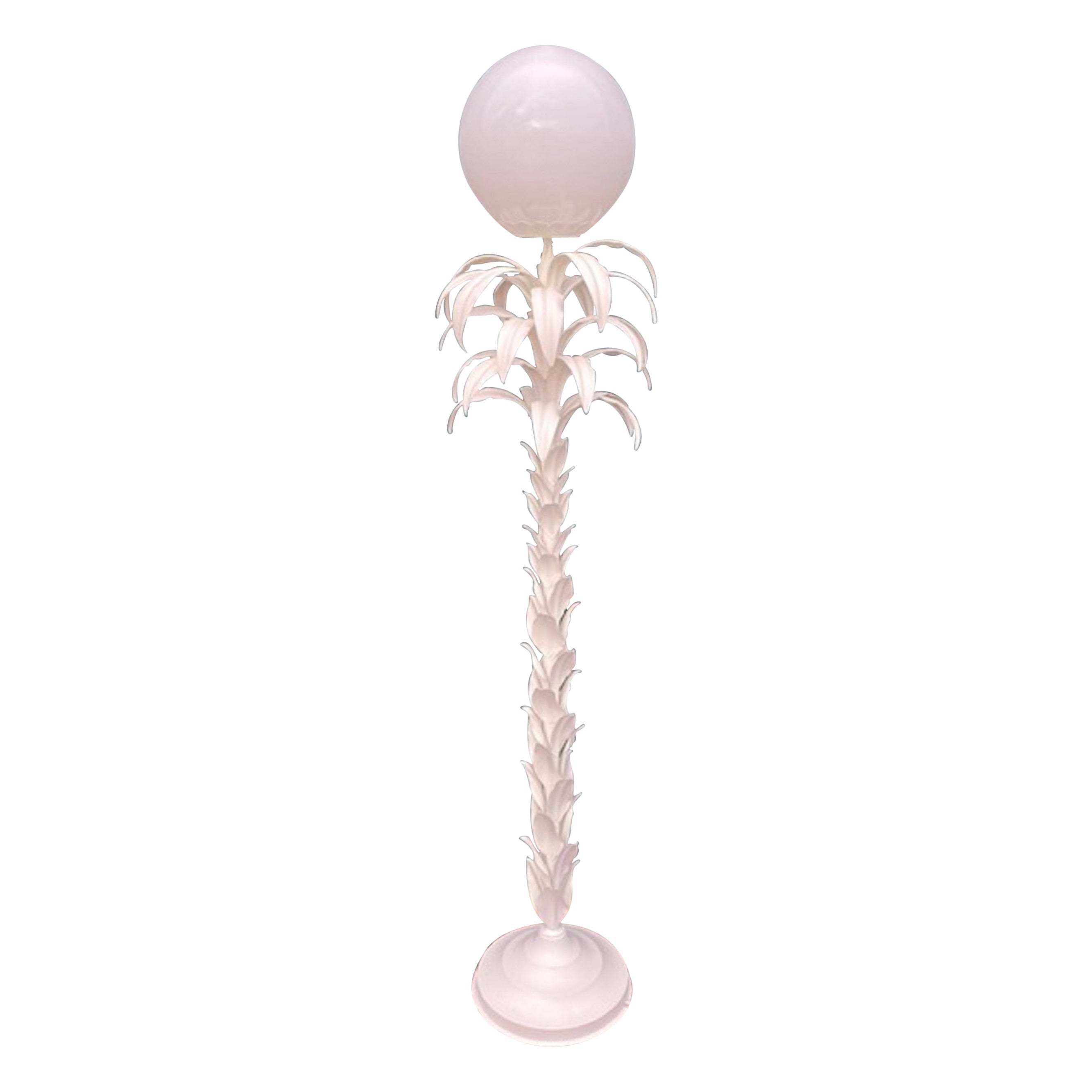 Mid-Cent White Palm Tree Floor Lamp in the Manner of Sergio Terzani, French 1970 For Sale