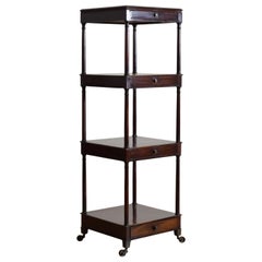 Antique French Late Neoclassic Period 4-Tier, 4-Drawer Mahogany Etagere, ca. 1840