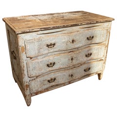 Spanish Polychrome Chest of Drawers with Three Drawers and Bronze Handles 