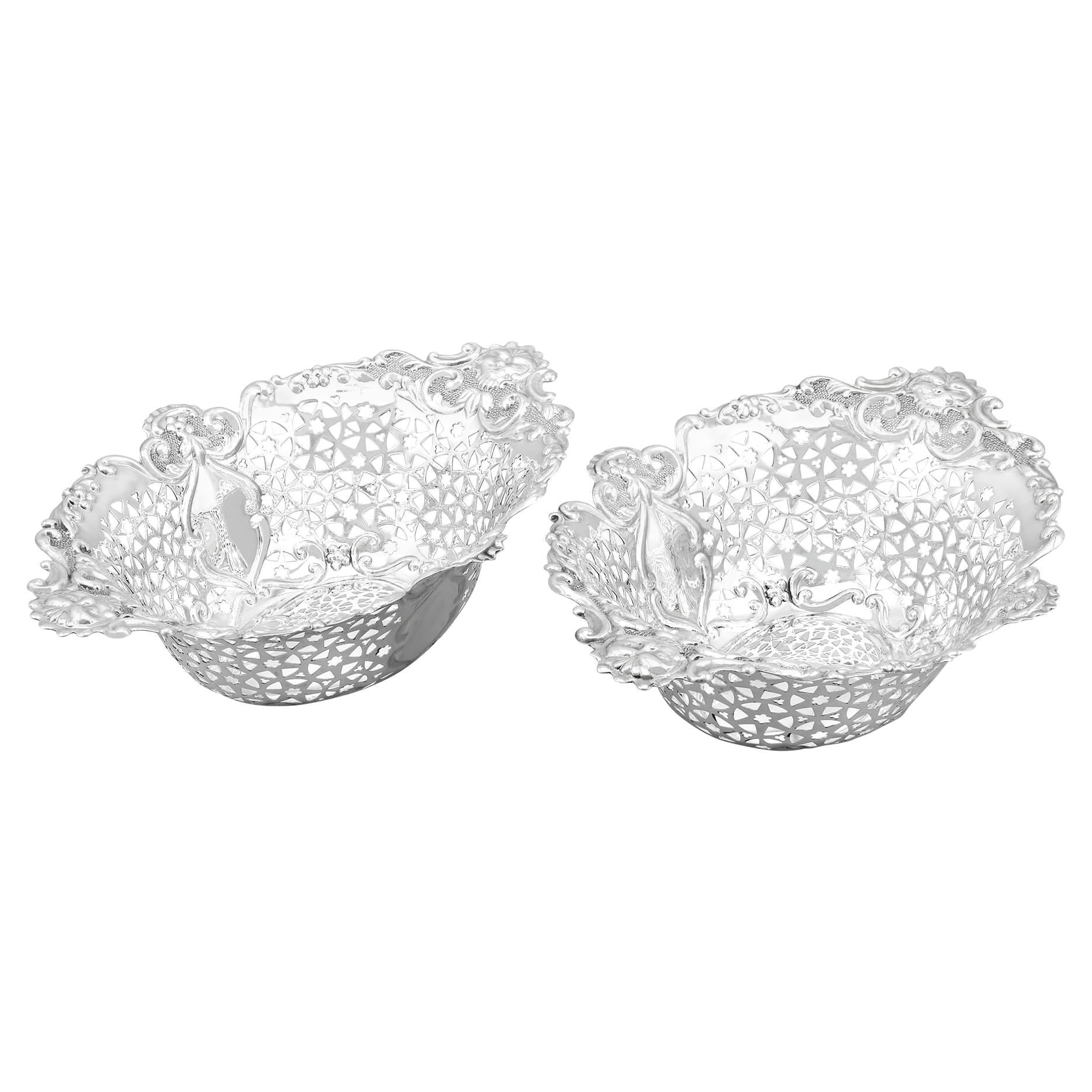 Antique Edwardian Sterling Silver Fruit Dishes