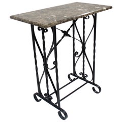 Vintage Marble and Decorative Iron Console Table 