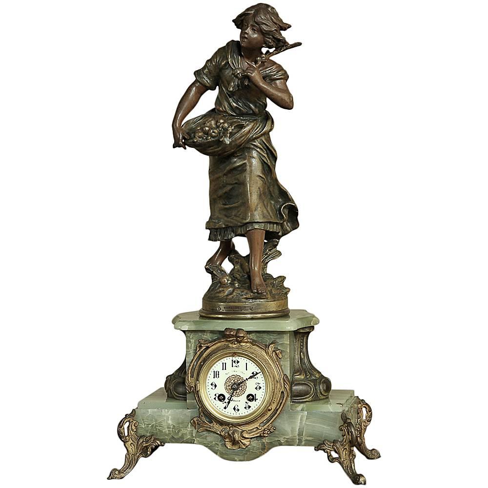 19th Century Mantel Clock on Onyx Base