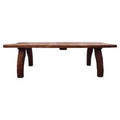 French Brutalist Elm Dining Table Or Center Table By Atelier Marolles