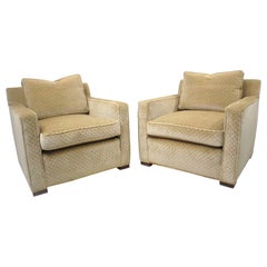 After Jean Micheal Frank Mid Century Styled Upholstered Club Chairs 
