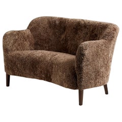 Custom Made Brown Sheepskin Sofa by Alfred Christensen