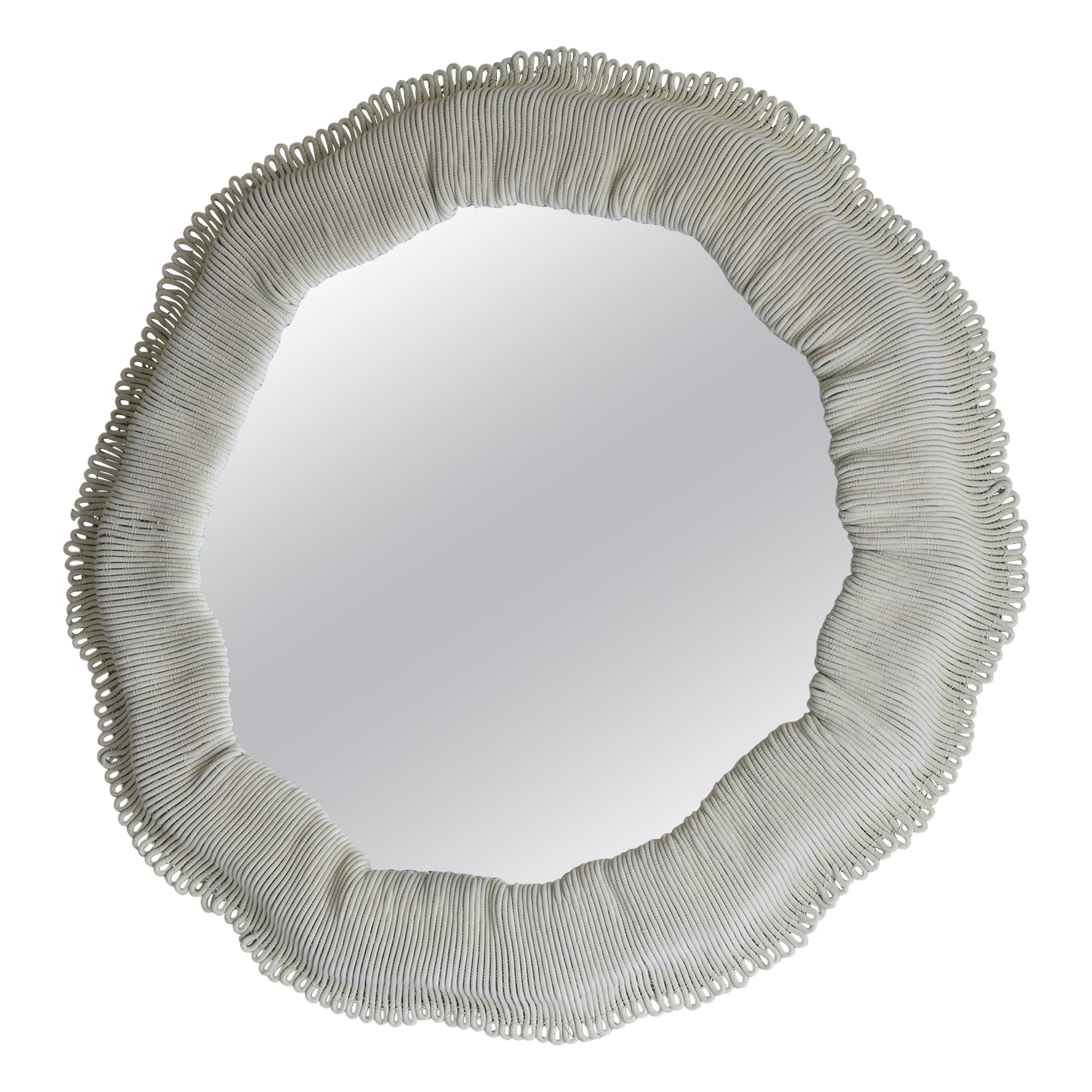 Contemporary Sand (customizable) round Wall Mirror Cynarina by Sarah Roseman en vente