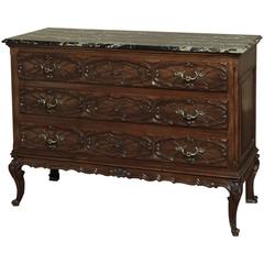 Antique Italian Piemontese Walnut Marble-Top Commode