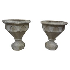 Italian Art Deco Carrara Marble Urns