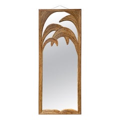 Vintage Full-Length Rattan Palm Tree Mirror by Vivai Del Sud. Italy, 1970s