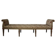 19th Century Italian Louis XVI Style 86 Inch Painted And Gilt Bench