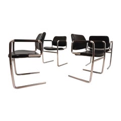 Ensemble de 4 chaises de salle à manger en cuir par Jørgen Kastholm pour Kusch+Co