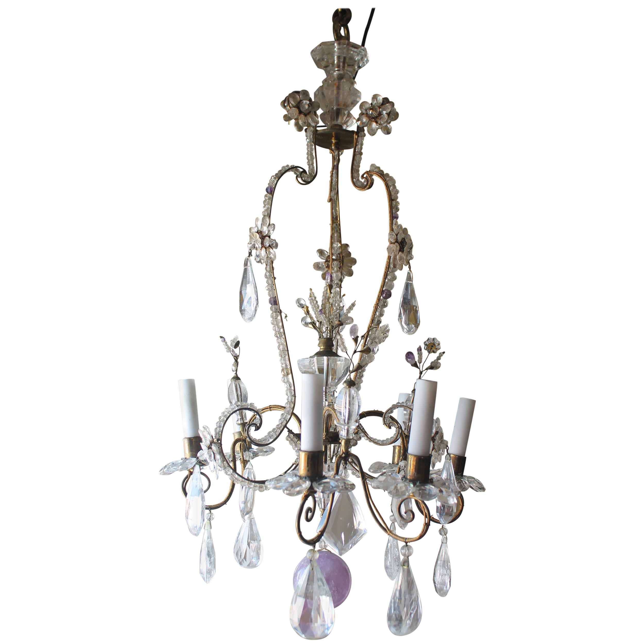 19thc French Louis XVI style Bronze and Rock w/Amethyst Crystal by Maison Bagues