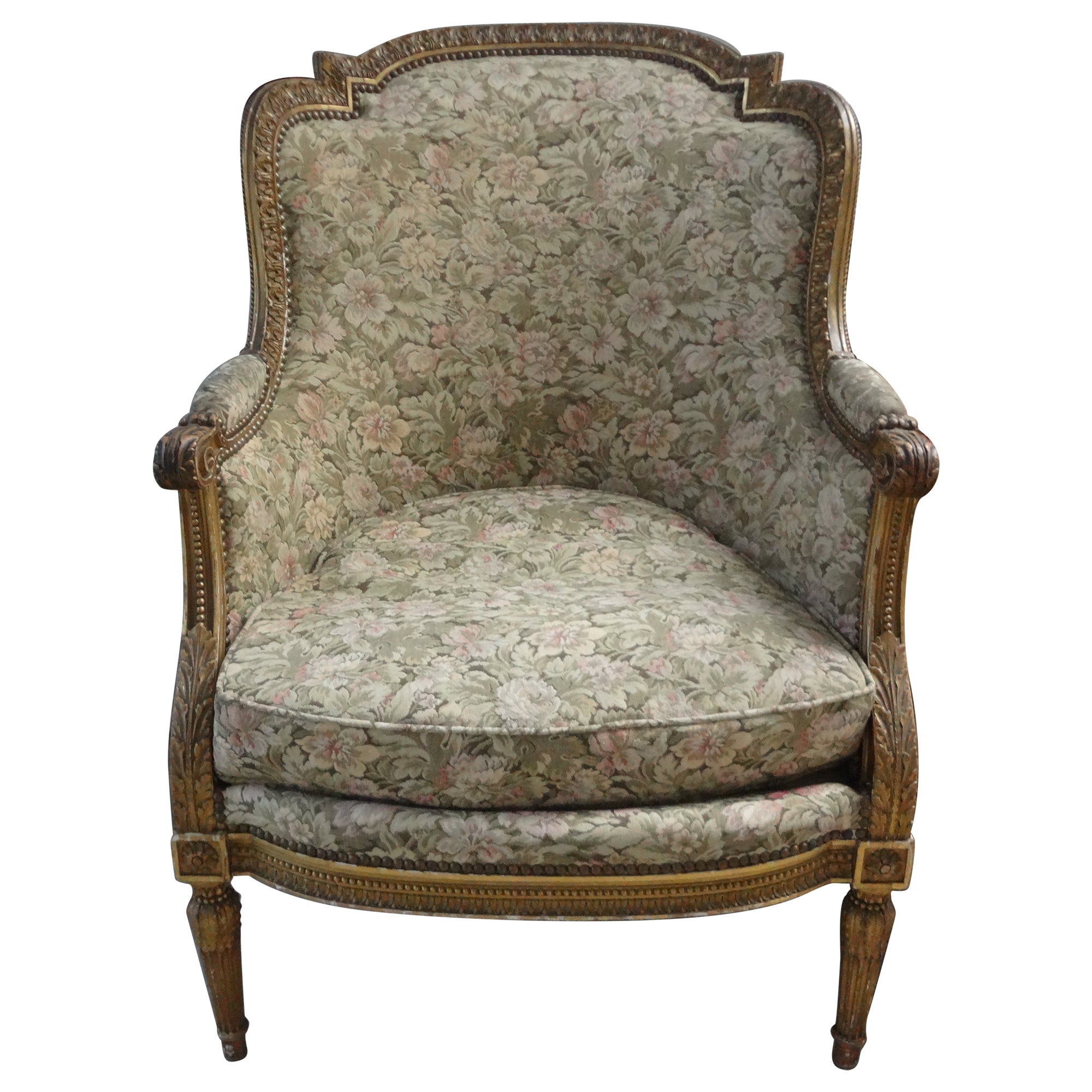 19th Century French Louis XVI Giltwood Bergere