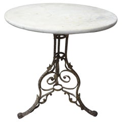 Antique 19th Century French Iron And Marble Garden Table