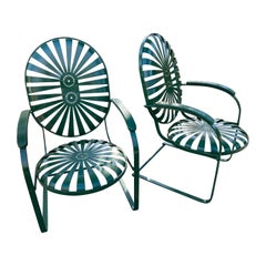 Retro francois carre green cantilever porch rockers