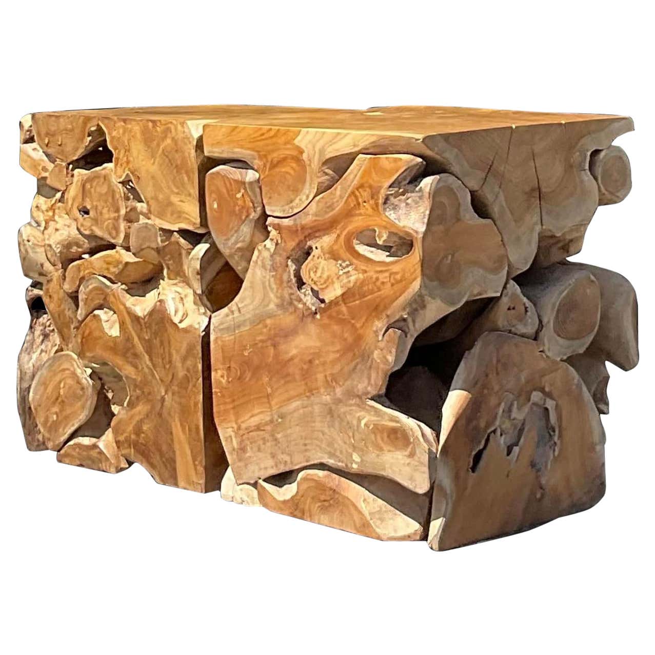 Mid 20th Century Vintage Boho Slab Root Side Tables - a Pair For Sale ...