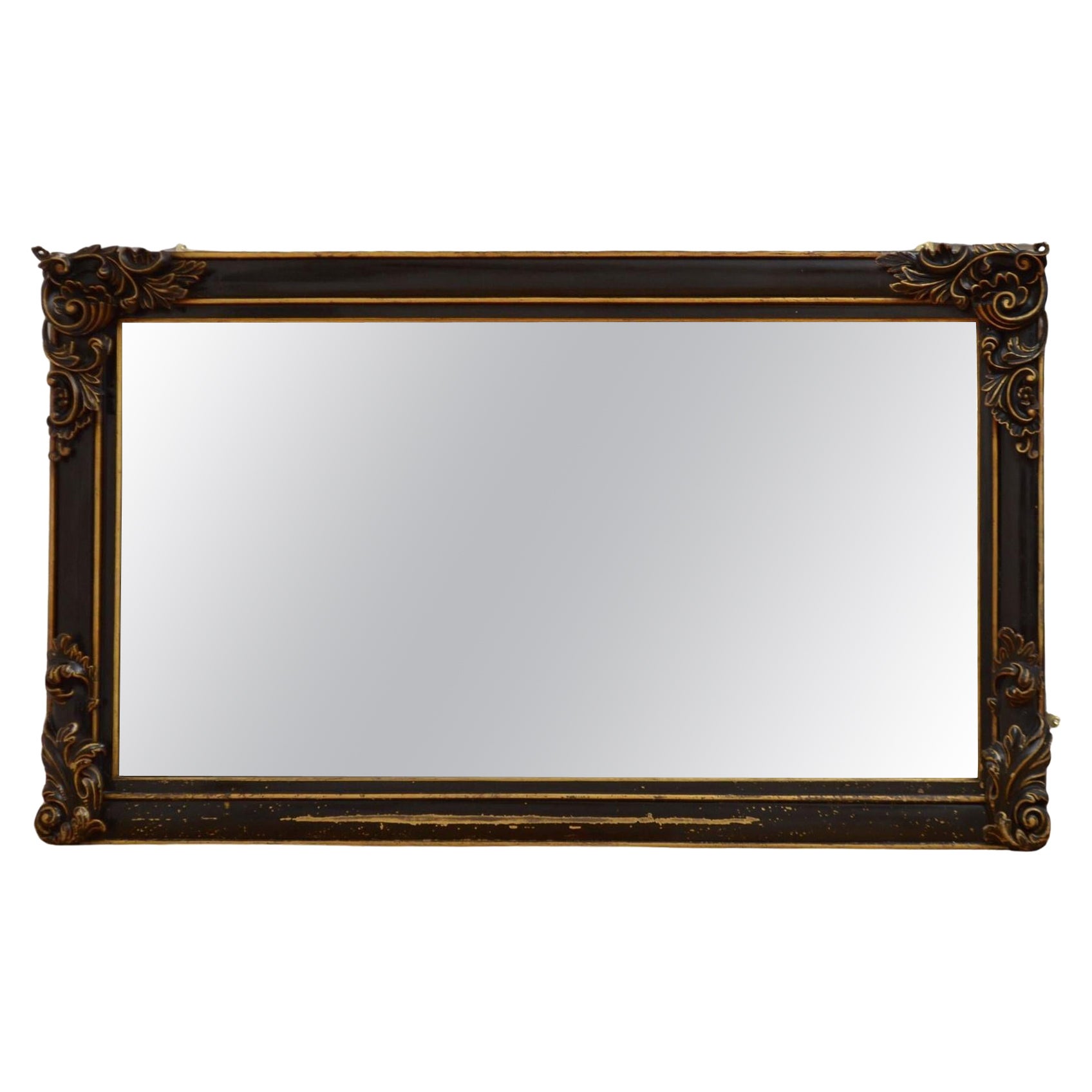 Victorian Ebonised and Gilded Wall Mirror H88cm For Sale