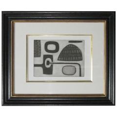 Abstract Etching-Black and White by English Artist Oliver Gaiger, Contemporary