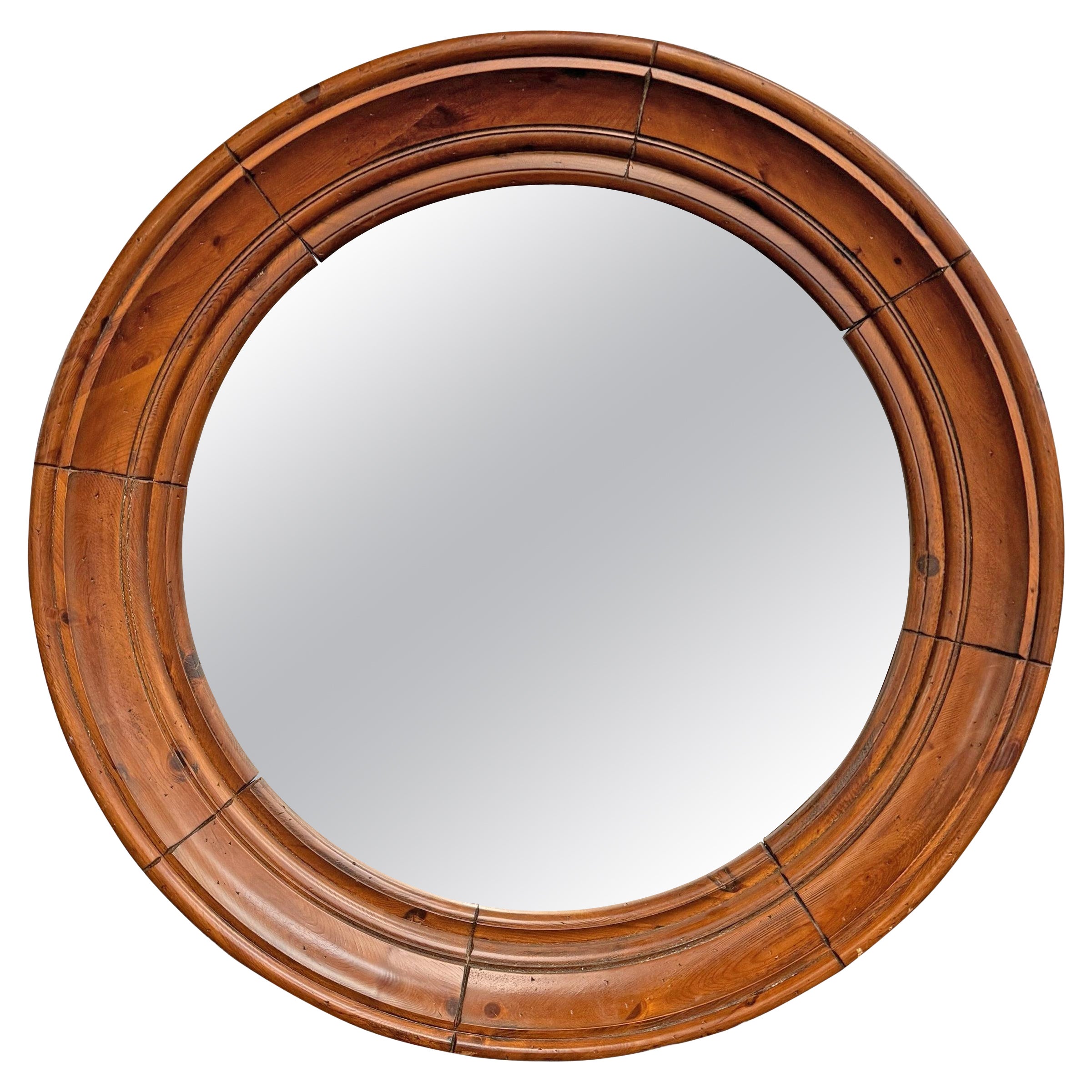 Rather Large Round Framed Mirror For Sale