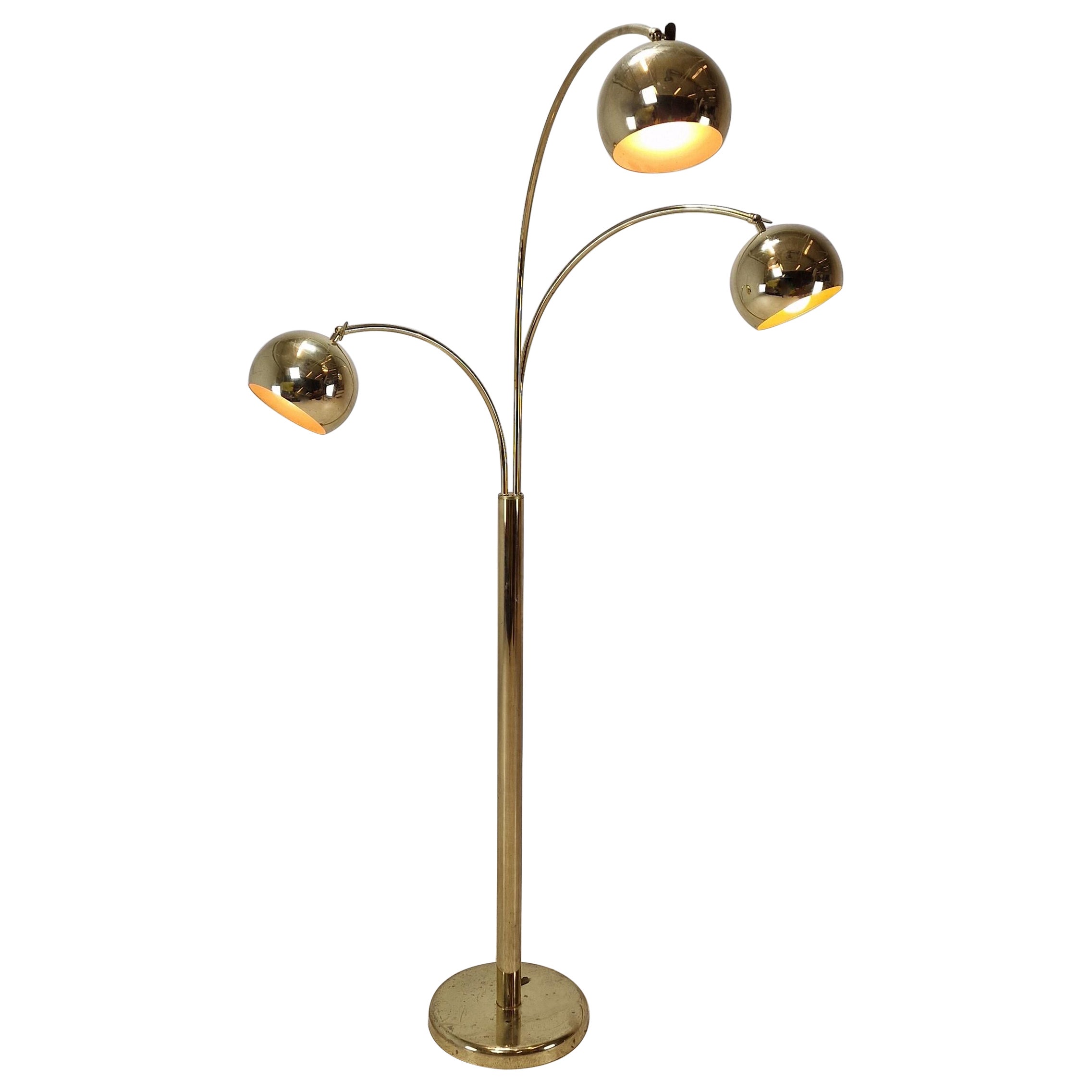 Mid Century Floor Lamp With Brass, Germany 1970's For Sale