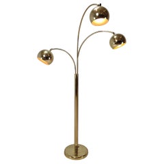 Vintage Mid Century Floor Lamp With Brass, Germany 1970's