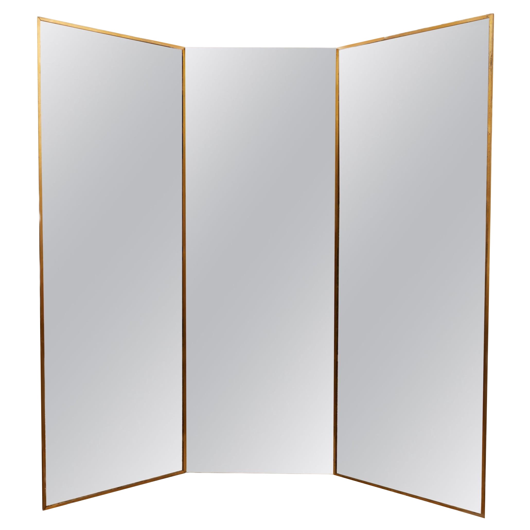  'Miroir Brot' 1910 Triptych Brass Wall Mirror For Sale