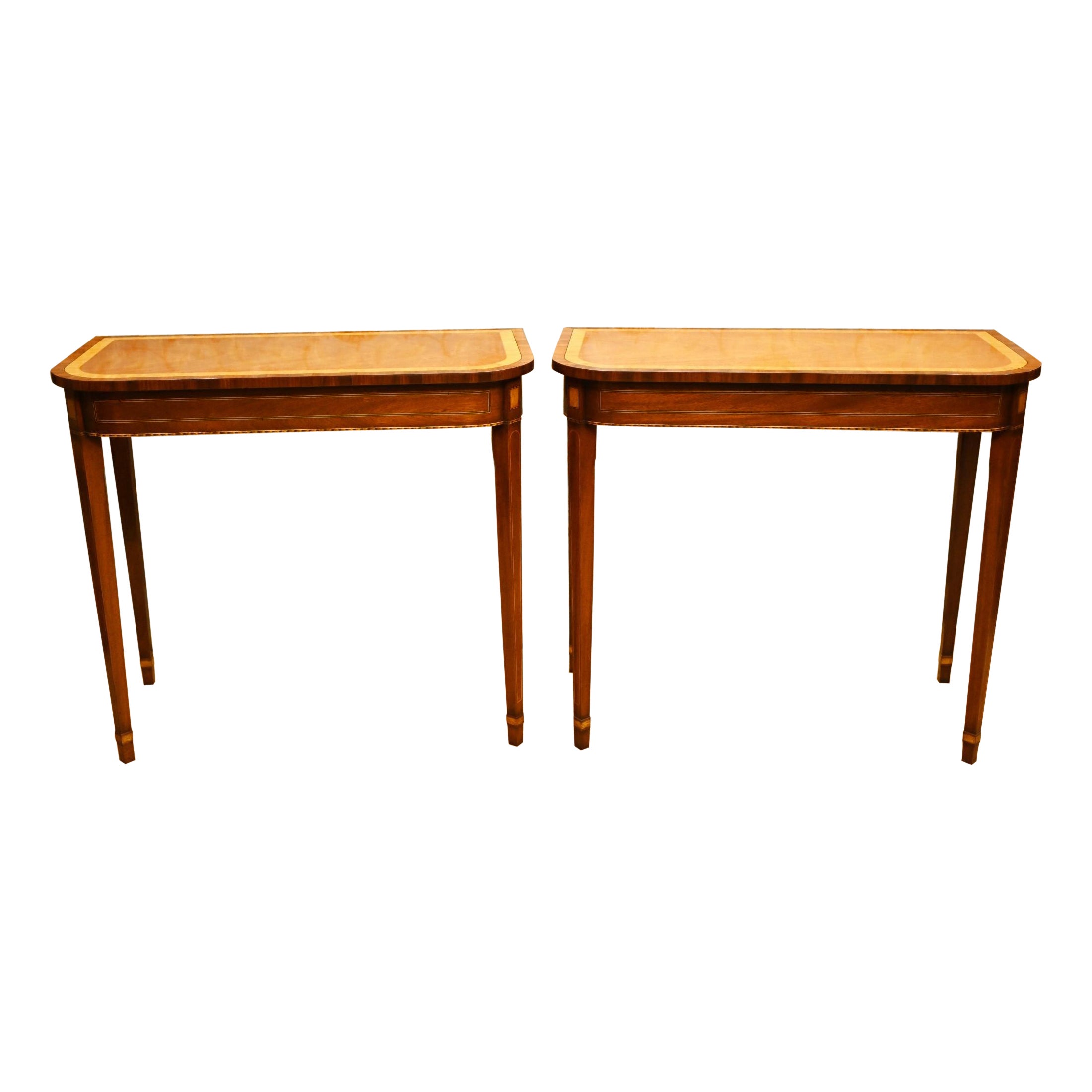 Pair Regency Console Tables Mahogany E End Hall Table For Sale