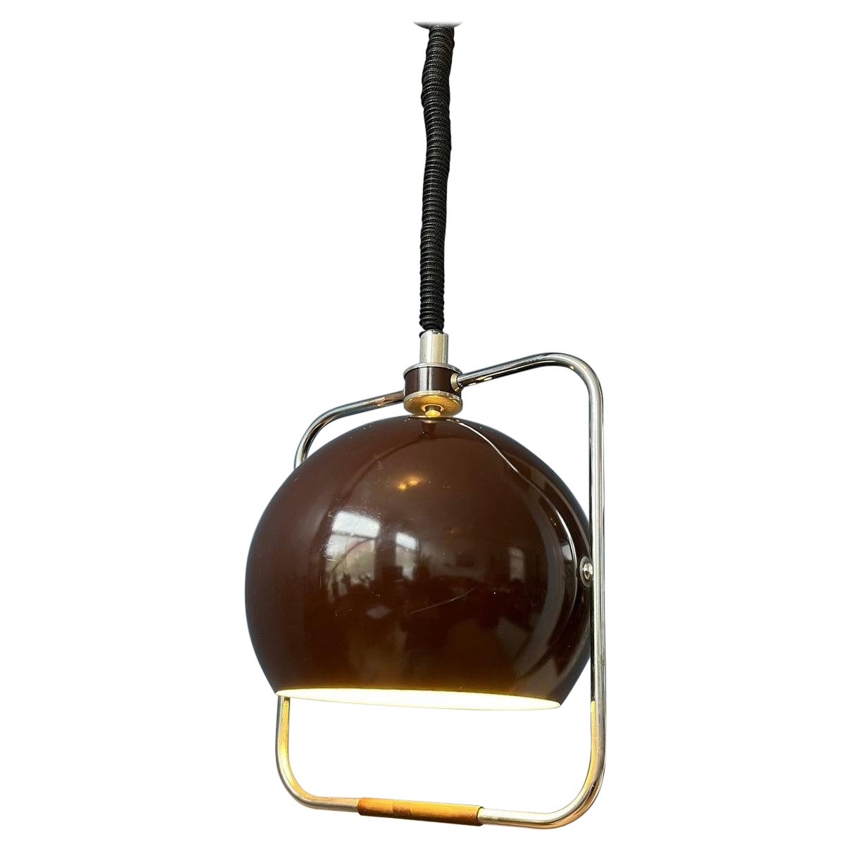 Mid Century Modern Ceiling Lamp Vintage GEPO Pendant Lamp in Brown Colour, 1970s For Sale