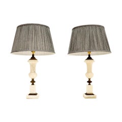 Pair of Antique Alabaster Table Lamps