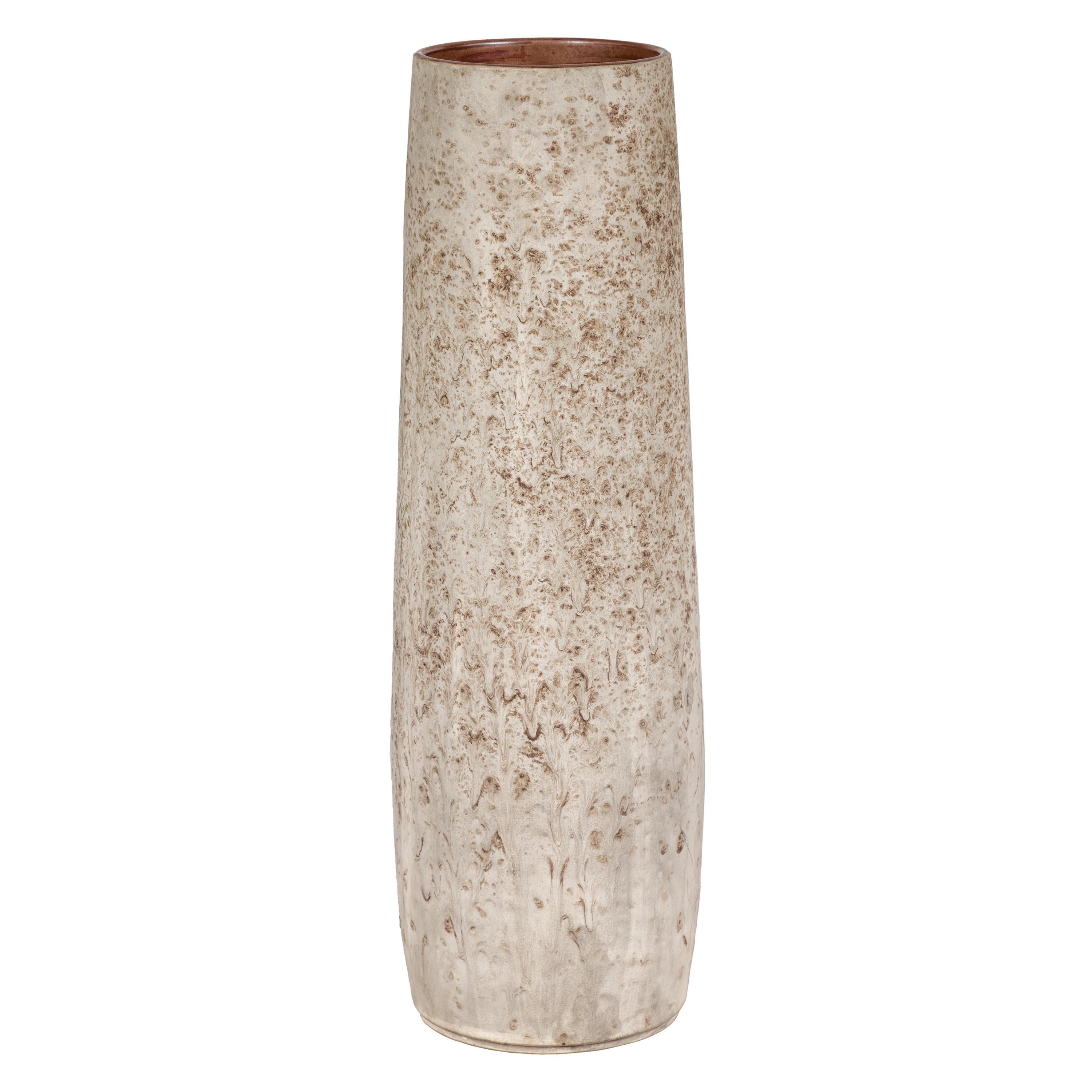 Ceramic Vase with Cream, Gray and Brown Lava Textured Finish For Sale