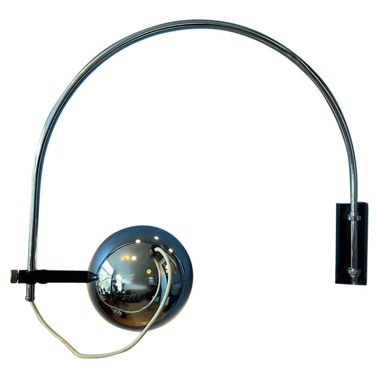 Mid Century Herda Eyeball Wall Lamp in Chrome Space Age Lamp, 1970s For Sale