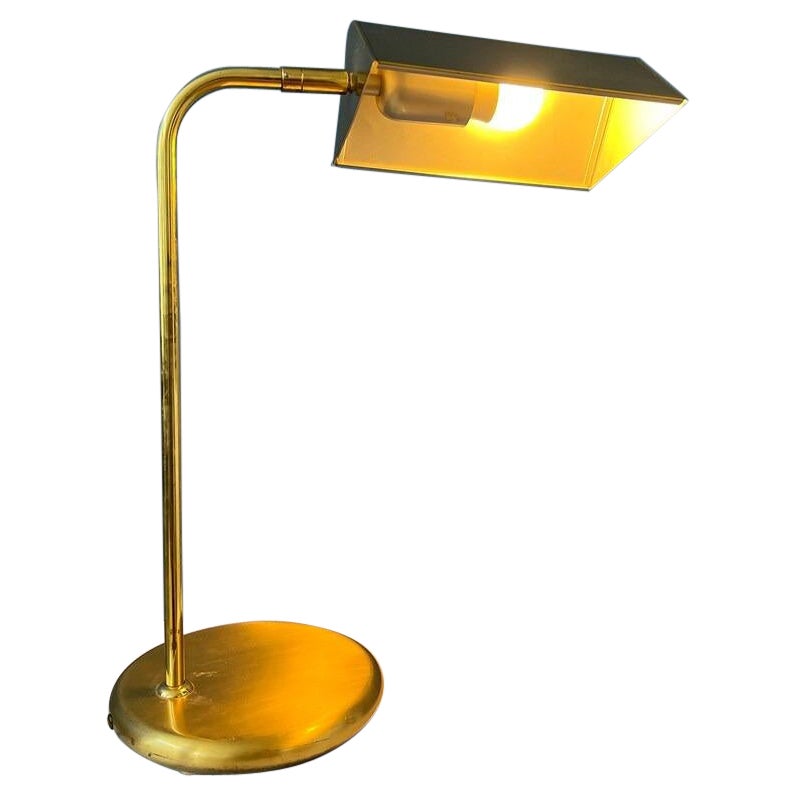 Mid Century Brass Office Desk Lamp - Bauhaus Style Table Lamp - Golden Lamp For Sale