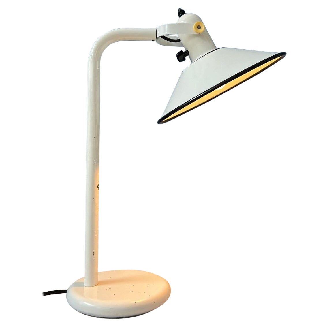 White Anvia Desk Lamp - Mid Century Table Lamp - Vintage Office Light For Sale