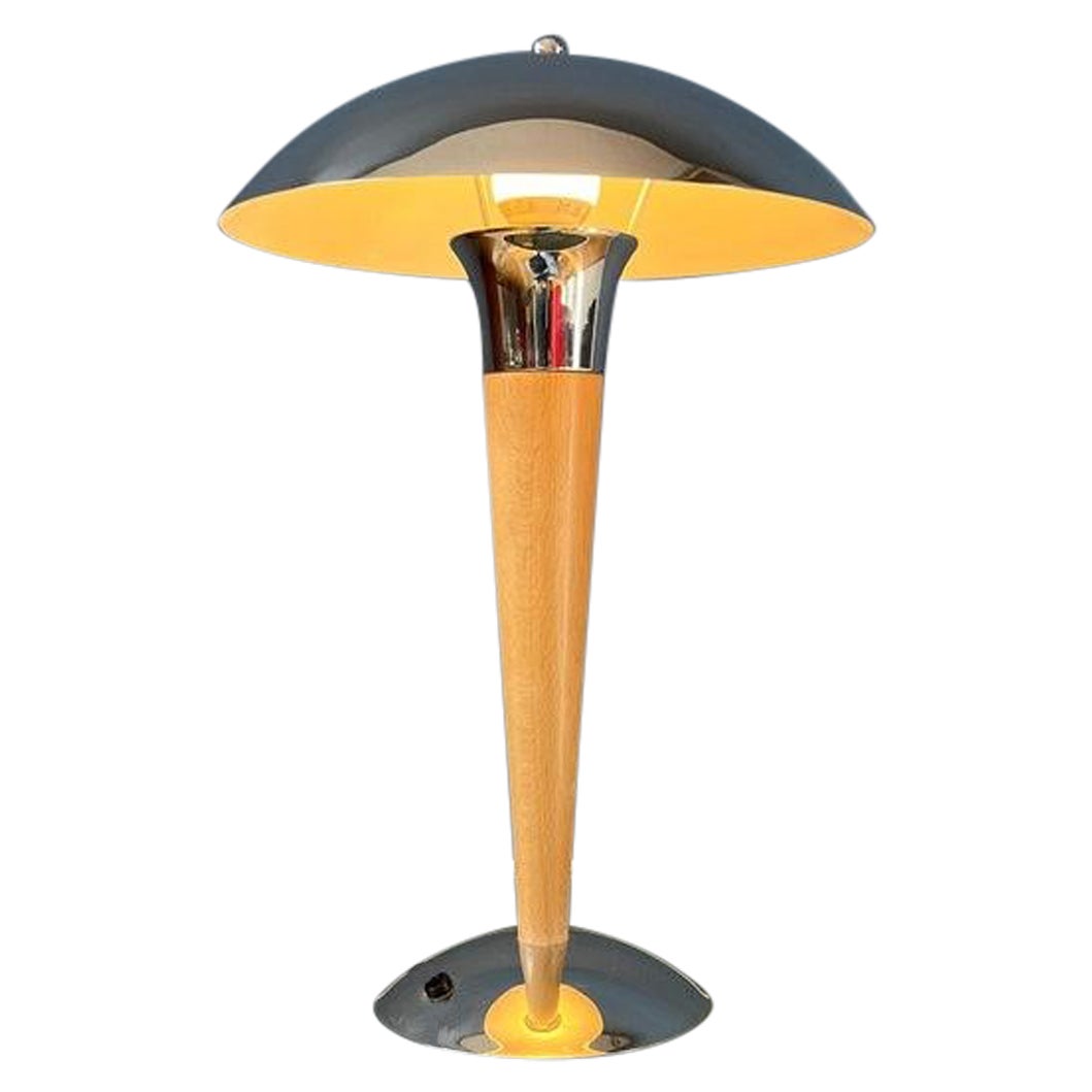 Mid Century Massive Chrome Mushroom Table Lamp, 1970s