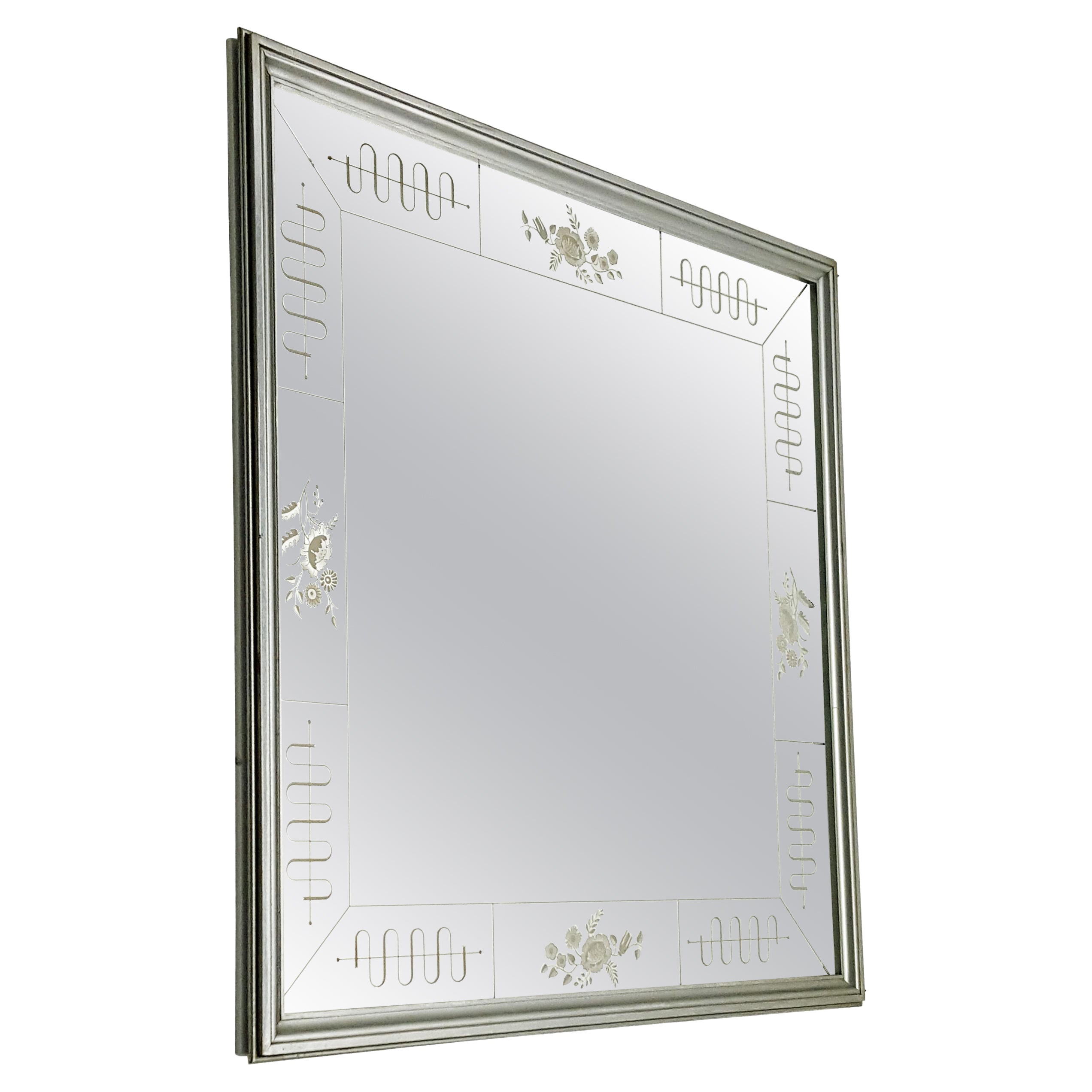 Rare Italian Art Deco Recessed Mirror by Enzo Tradico for Brusotti For Sale