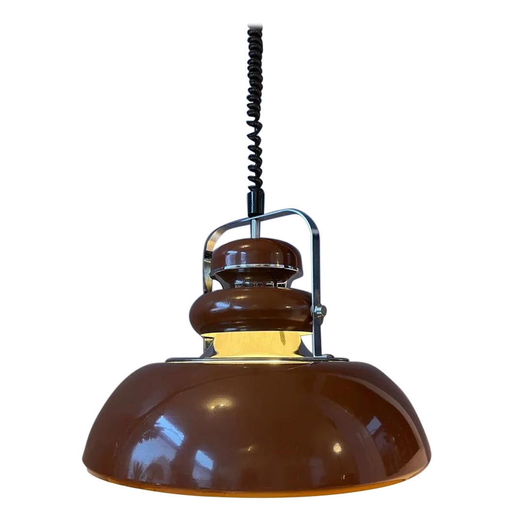 Brown Mid Century Anvia Space Age Pendant Lamp, 1970s For Sale